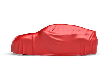 kırmızı bir bezle kaplı bir araba 3D render
