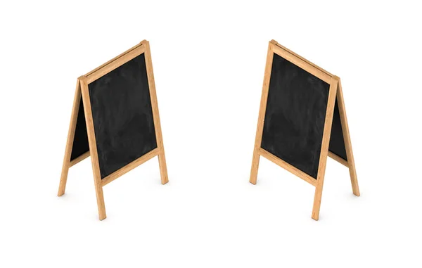 3d rendering of a blank easel chalkboard in double-sided isometric view. — Stock Photo, Image