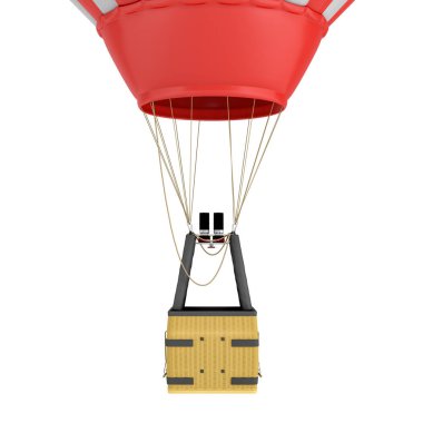 gaz brülörleri beyaz arka plan üzerinde izole bir hava balonu sepetle 3D render.