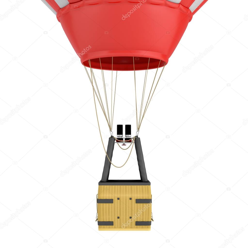 3d rendering of an air balloon basket with gas burners isolated on white background.