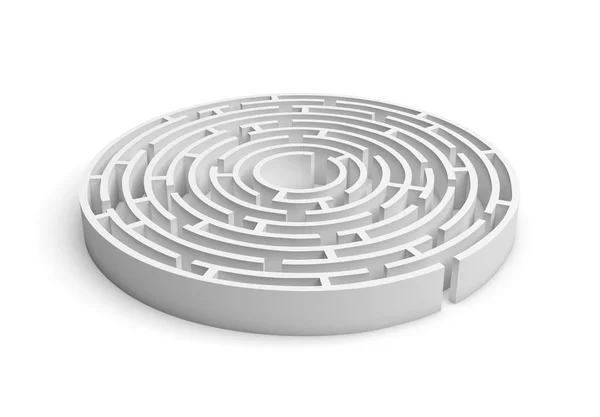 3D branco redondo labirinto consruição isolada no fundo branco — Fotografia de Stock
