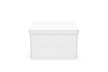 bir beyaz dikdörtgen kutu beyaz arka plan üzerinde kapalı bir kapak ile 3D render.