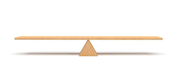 Beyaz arka plan üzerinde izole bir ahşap üçgen üzerinde Dengeleme bir ahşap tahta 3D render.