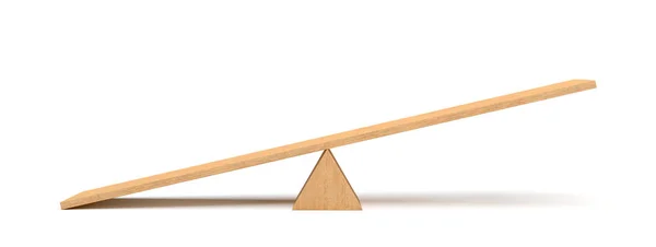 Beyaz arka plan üzerinde yere eğilerek sol tarafı ile ışık ahşap tahterevalli 3D render.