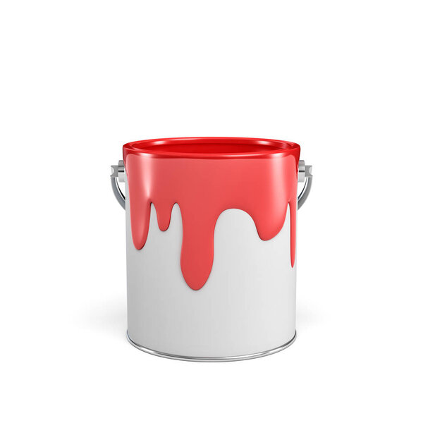3d rendering of a paint bucket full of red paint