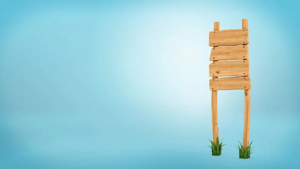 3D візуалізація дерев'яного стовпа з чотирма квадратними дошками для інформації . — стокове фото