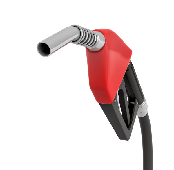 3d rendering of a new red and black gas nozzle on white background. — Stock Photo, Image