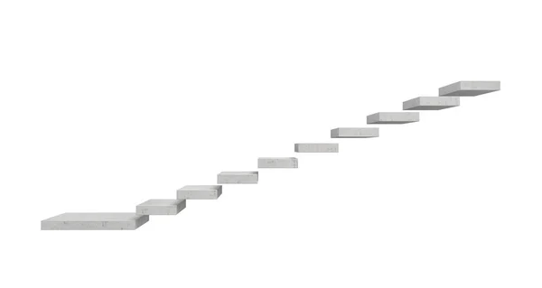3D visszaadás-ból egy szürke kő lépcsőn készült külön beton blokkok, lóg a levegőben a fehér háttér. — Stock Fotó