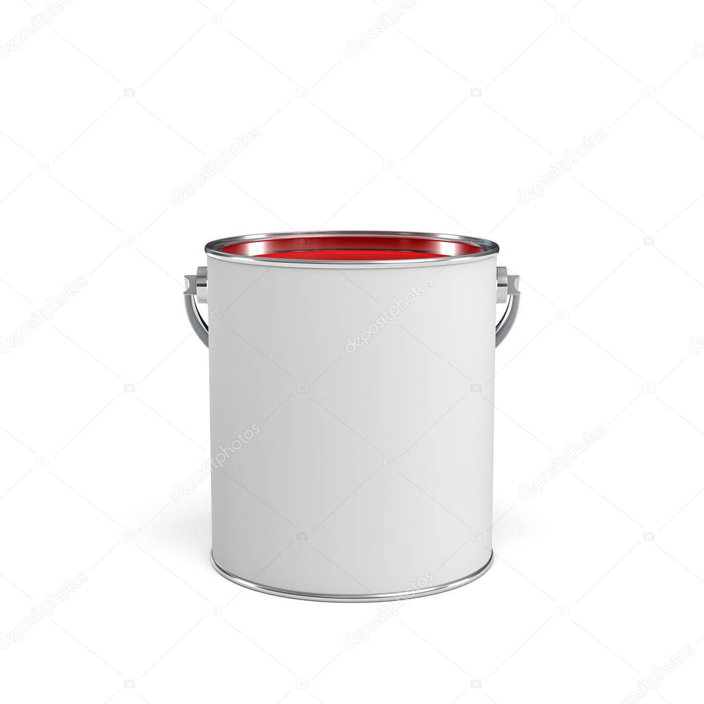 3d rendering of a paint bucket full of red paint