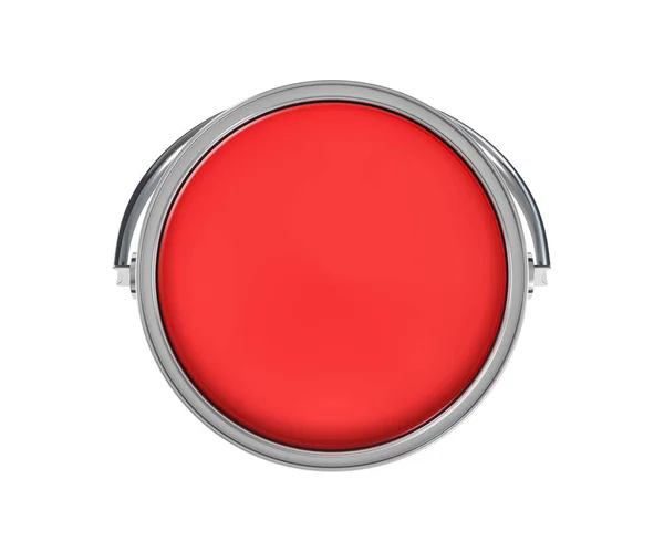 3D-rendering av en färg hink full med röd färg i ovanifrån — Stockfoto