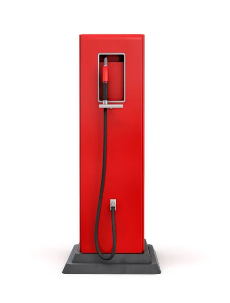 3d rendering of red gas pump in side view isolated on white background. — Stock Photo, Image