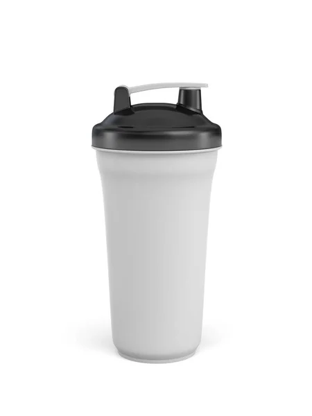 3D-rendering av vit shaker med svart omslag på vit bakgrund. — Stockfoto