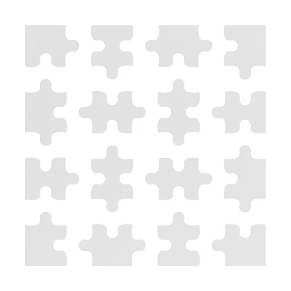 3D візуалізація багатьох білих шматочків головоломки ізольовані на білому тлі . — стокове фото