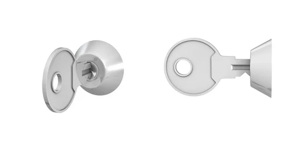 3D representación de 2 llaves dentro de los interruptores de bloqueo de tecla sobre fondo blanco . —  Fotos de Stock