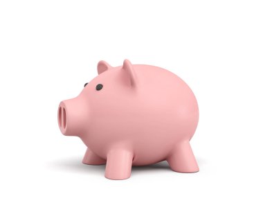 bir pembe seramik beyaz arka plan üzerinde izole kumbara 3D render.
