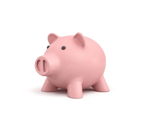 3D-weergave van een roze keramische piggy bank geïsoleerd op witte achtergrond. — Stockfoto