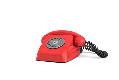 Beyaz arka plan üzerinde izole bir eski moda döner telefon 3D render.