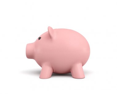 bir pembe seramik beyaz arka plan üzerinde izole kumbara 3D render.