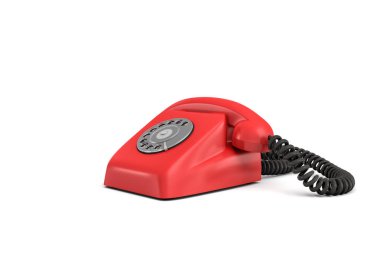 Beyaz arka plan üzerinde izole bir eski moda döner telefon 3D render.