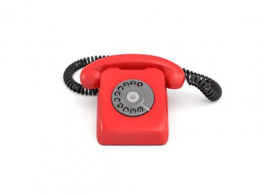 Beyaz arka plan üzerinde izole bir eski moda döner telefon 3D render.