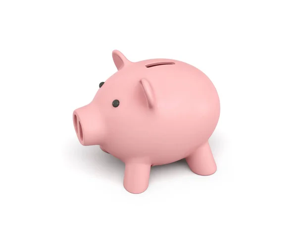 3D-weergave van een roze keramische piggy bank geïsoleerd op witte achtergrond. — Stockfoto