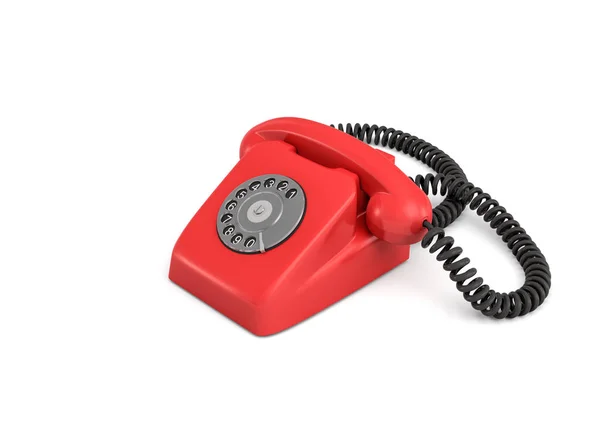 3D-weergave van een ouderwetse roterende telefoon geïsoleerd op witte achtergrond. — Stockfoto