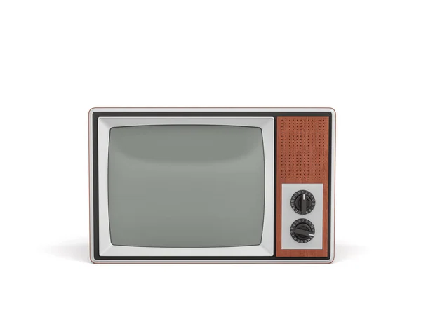 3D-weergave van een uitgeschakelde retro Tv met groot scherm en twee draaischakelaars. — Stockfoto