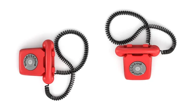3d representación de un teléfono giratorio a la antigua en la vista superior sobre fondo blanco . —  Fotos de Stock