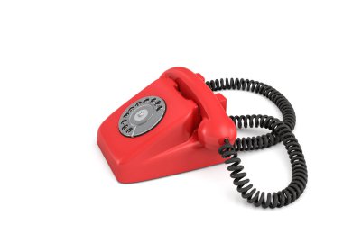 Beyaz arka plan üzerinde izole bir eski moda döner telefon 3D render.