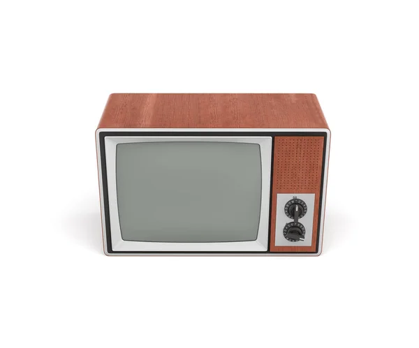 3D renderização de uma TV retro desligada com uma tela grande e dois interruptores rotativos . — Fotografia de Stock