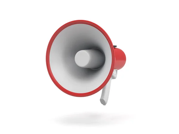 3D renderização de um único megafone vermelho e branco em vista lateral sobre fundo branco . — Fotografia de Stock