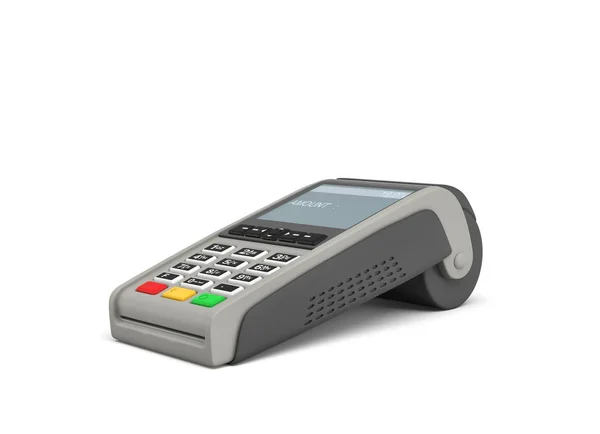 3d rendering of an empty card payment terminal in side view isolated on white background. — Stock Photo, Image