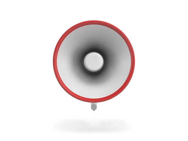 Renderização 3d de um único megafone vermelho e branco isolado no fundo branco . — Fotografia de Stock