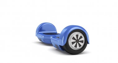 gyroscooter beyaz arka plan üzerinde kendi kendine Dengeleme bir tek mavi 3D render.