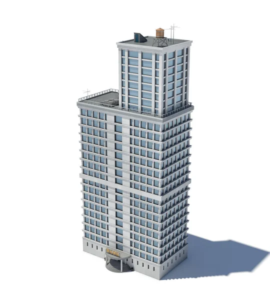 3d rendering of a white high office building with many large windows. — Stock Photo, Image