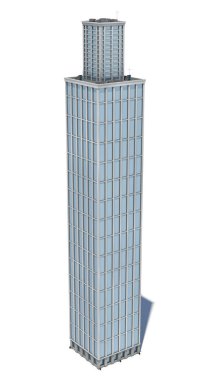 Beyaz bir yüksek ofis birçok büyük pencereler ile 3D render.