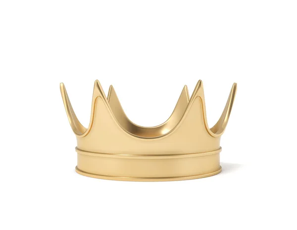3D візуалізація однієї золотої королівської корони, що спирається на білий фон . — стокове фото