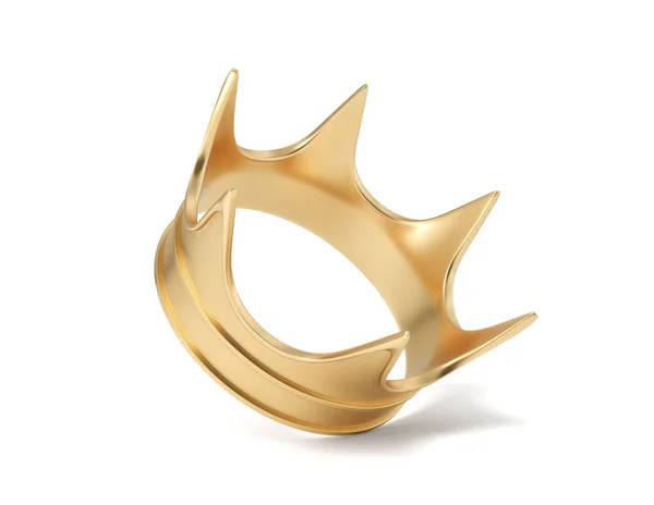 3D рендеринг одной золотой королевской короны на белом фоне . — стоковое фото
