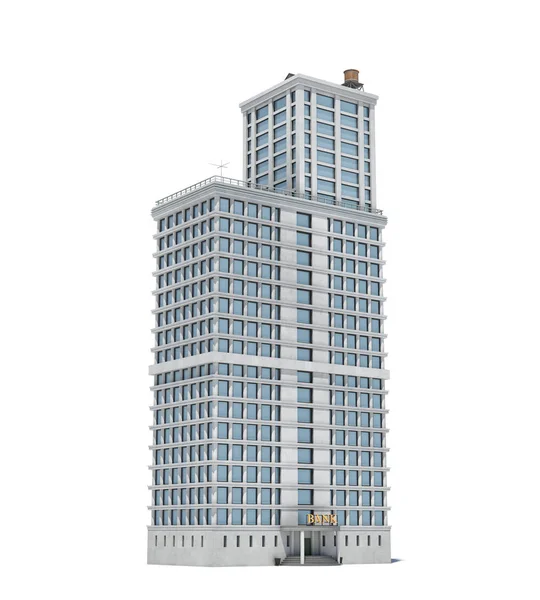 3D-Darstellung eines weißen Bürogebäudes mit vielen großen Fenstern. — Stockfoto