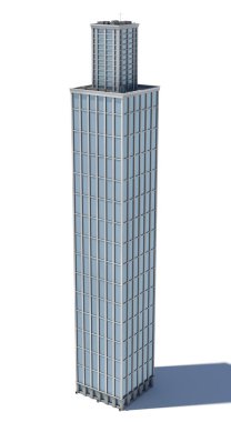 Beyaz bir yüksek ofis birçok büyük pencereler ile 3D render.