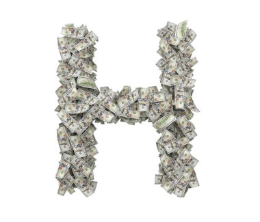 3D render bir büyük izole büyük harf H 100 Doları ürün reçetelerinin yapılan.
