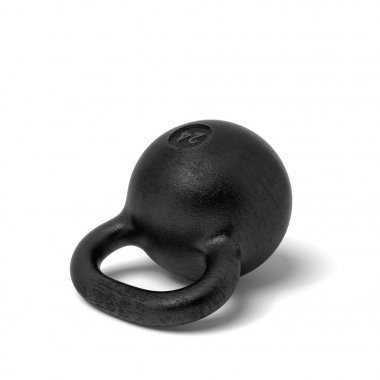 yan yatan bir tek siyah demir 24 kg kettlebell 3D render.