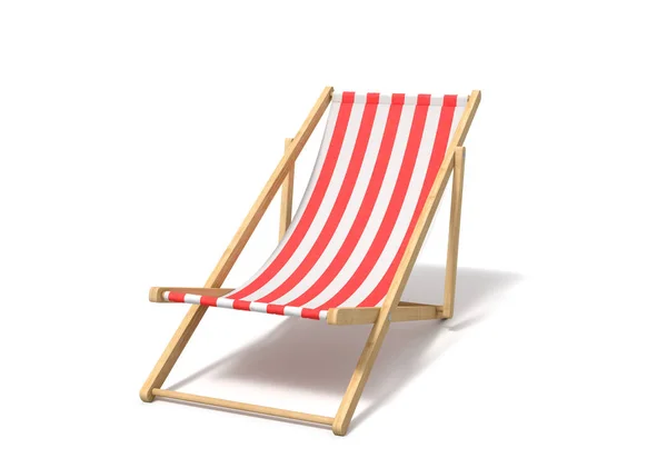 Renderização 3d de uma cadeira de praia vermelha branca isolada em um fundo branco . — Fotografia de Stock