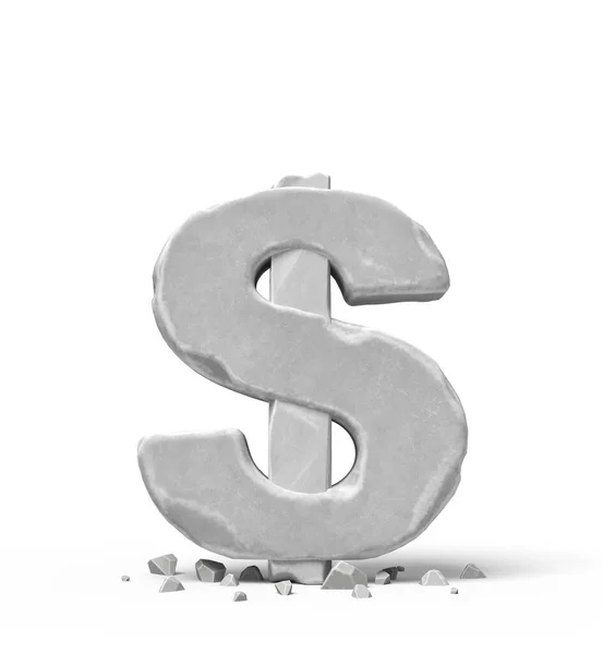 3d weergave van steen beton dollarteken — Stockfoto