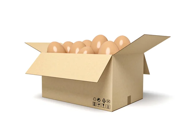 鸡蛋在纸盒中的3D渲染 — 图库照片