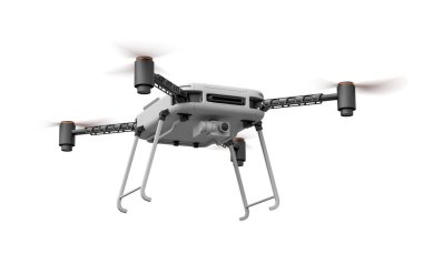 Quadcopter 'in 3d görüntülemesi beyaz arkaplanda izole edildi