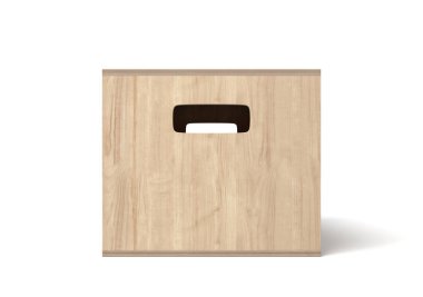 Siyah kalemli açık kahverengi kutunun 3 boyutlu görüntülenmesi ve beyaz arkaplanda duran deliklerin ele alınması.