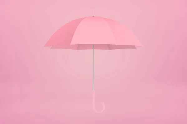 3D рендеринг розового зонта на розовом фоне — стоковое фото