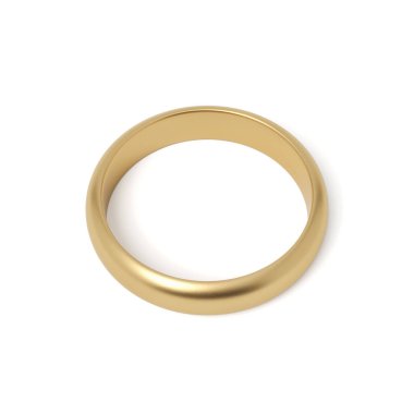 Beyaz arkaplanda izole edilmiş 3D altın yüzük