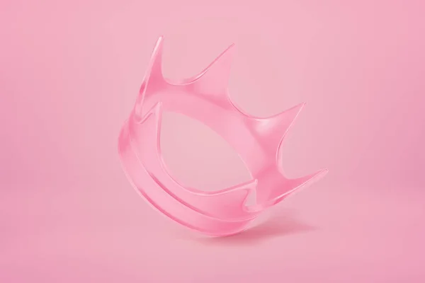 3d крупним планом візуалізація рожевої корони на рожевому фоні одного кольору . — стокове фото